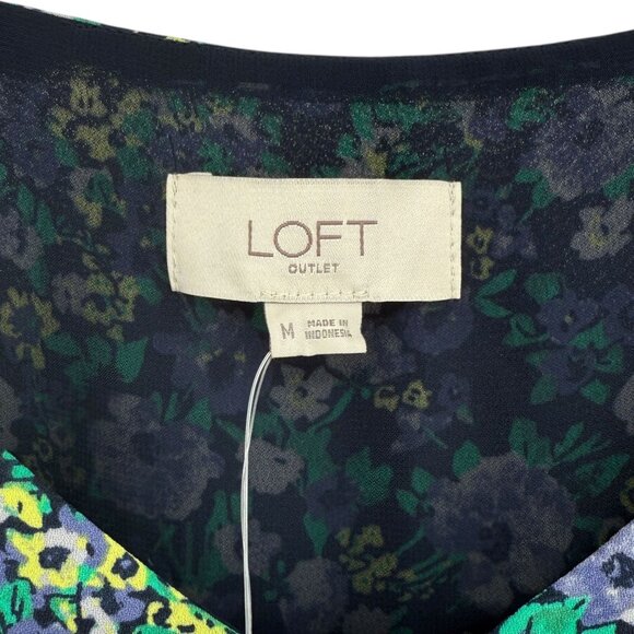 NWT Loft Womens M Micro Floral Racerback Tank Top Lined Blue Green Cottagecore - Picture 3 of 16